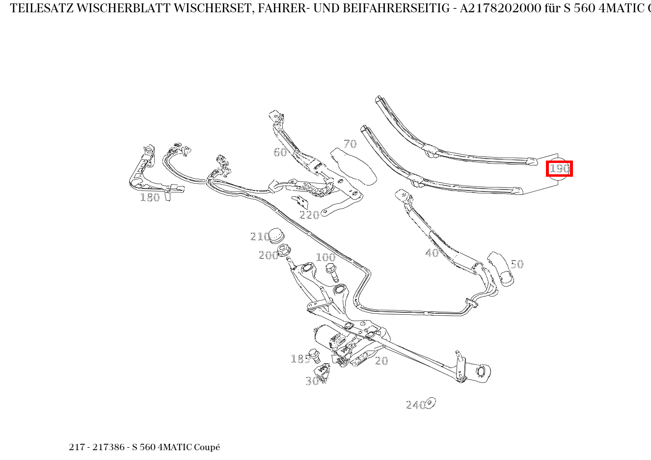 Teilesatz Wischerblatt WISCHERSET, FAHRER- UND BEIFAHRERSEITIG S 560 4MATIC Coupé 217