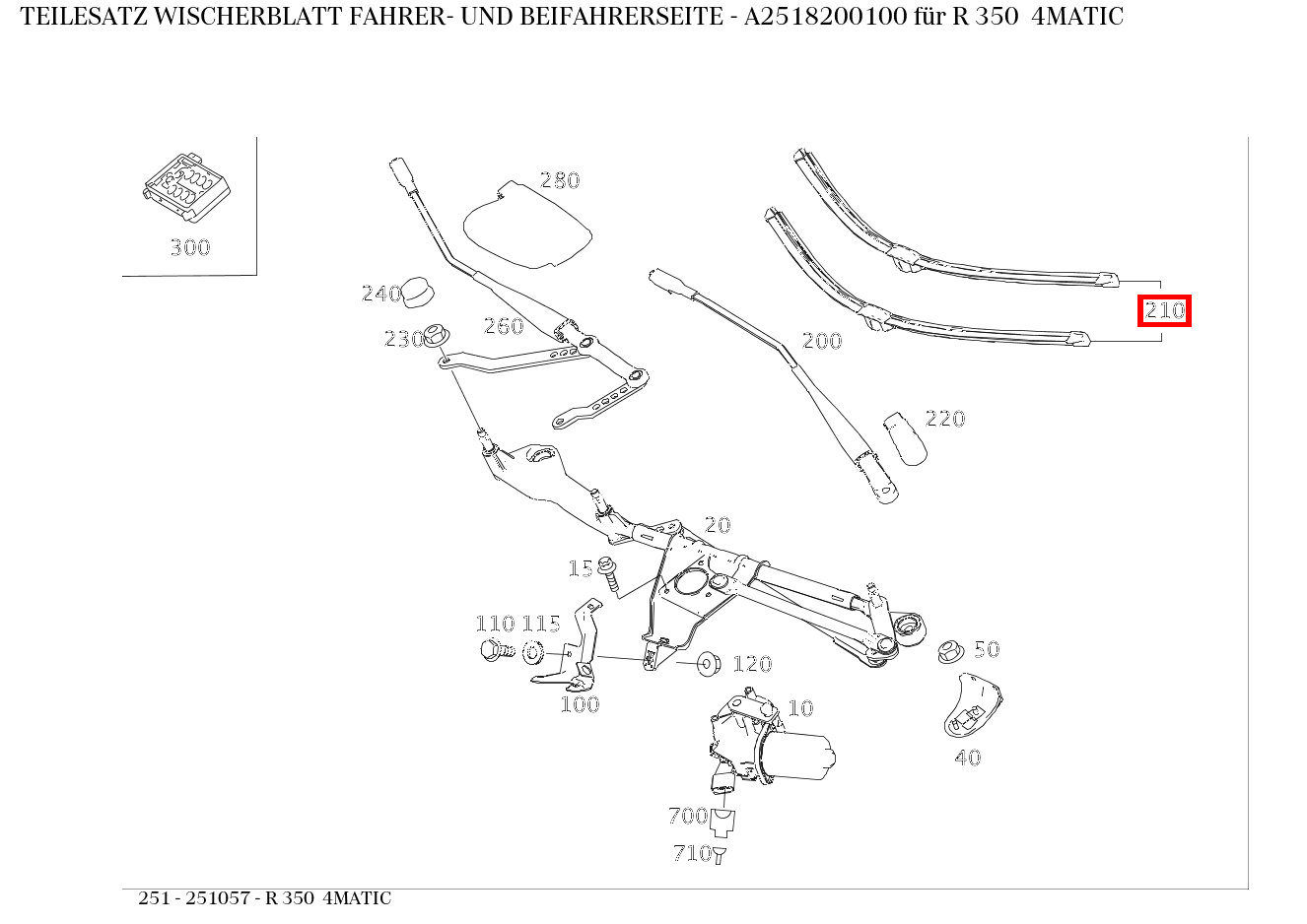 Teilesatz Wischerblatt FAHRER- UND BEIFAHRERSEITE R 350 4MATIC 251