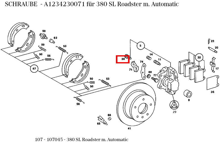 Schraube 380 SL Roadster m. Automatic 107 Schraube 380 SL Roadster m. Automatic 107