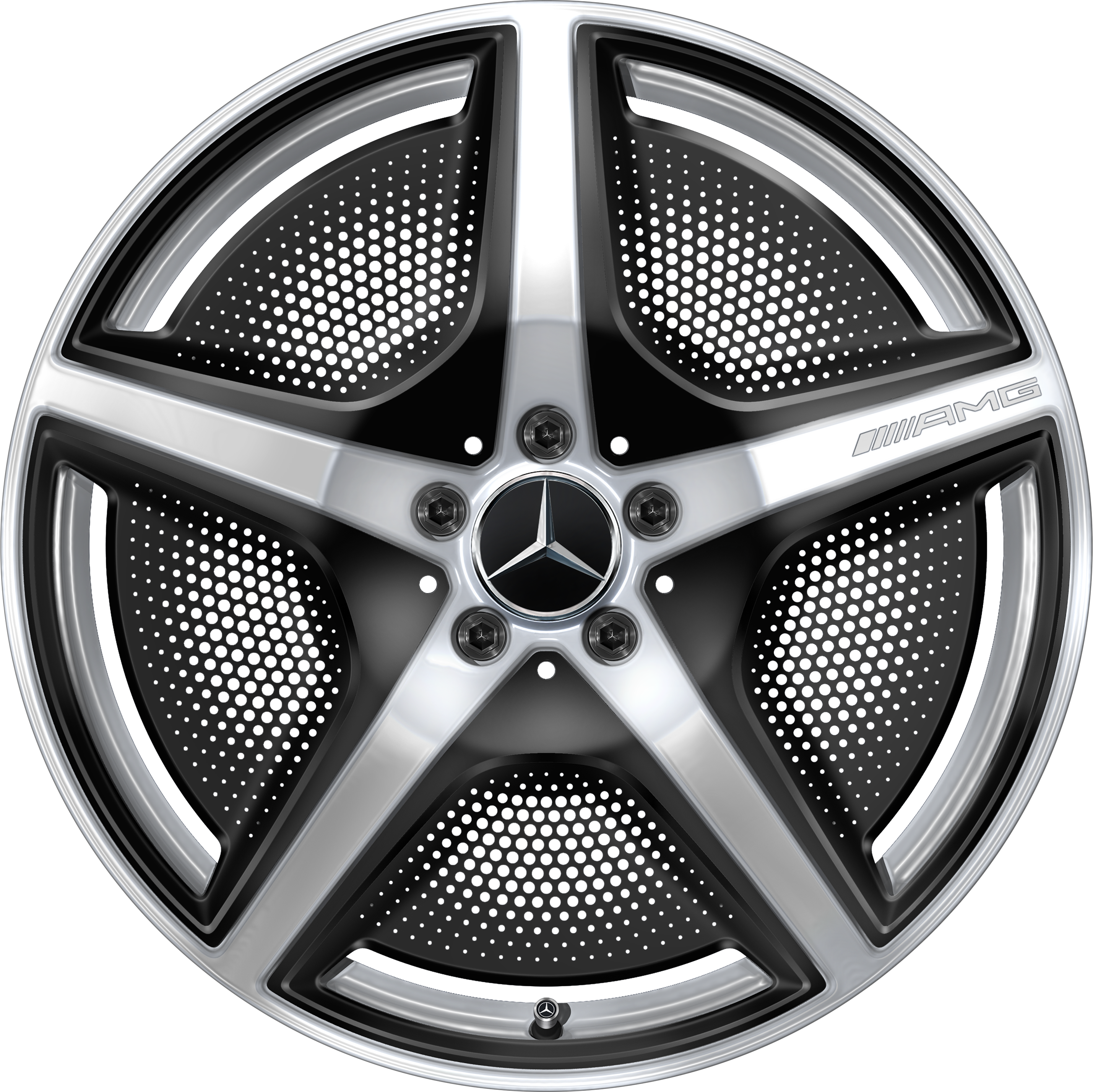 Mercedes-Benz - AMG 5-Speichen-Rad, 21 Zoll, 9,5 J x 21 ET 30,1, vanadiumsilber, hochglänzend