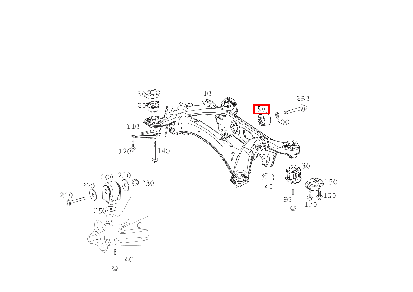 Gummilager HINTERACHSGETRIEBE AN QUERBRUECKE HINTEN SL500 231
