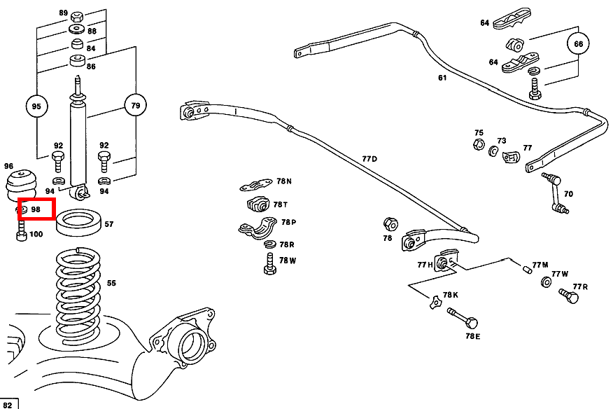 Federring ANSCHLAGPUFFER AN RAHMEN 450 SEL 6.9 116 Federring ANSCHLAGPUFFER AN RAHMEN 450 SEL 6.9 116