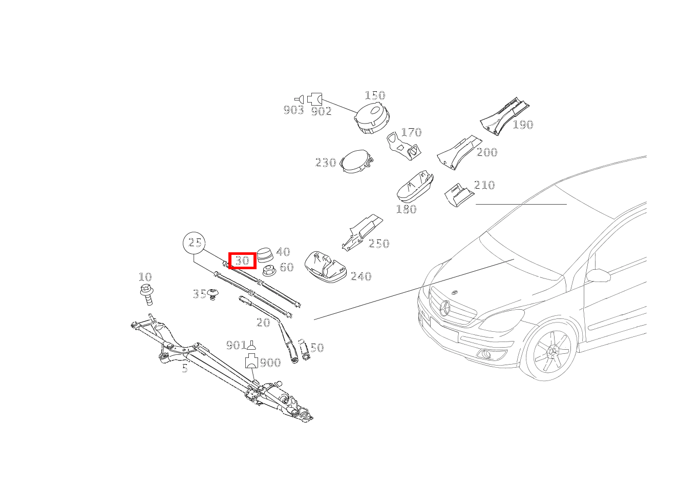 Wischerblatt LINKS B 200 CDI TOURER 245