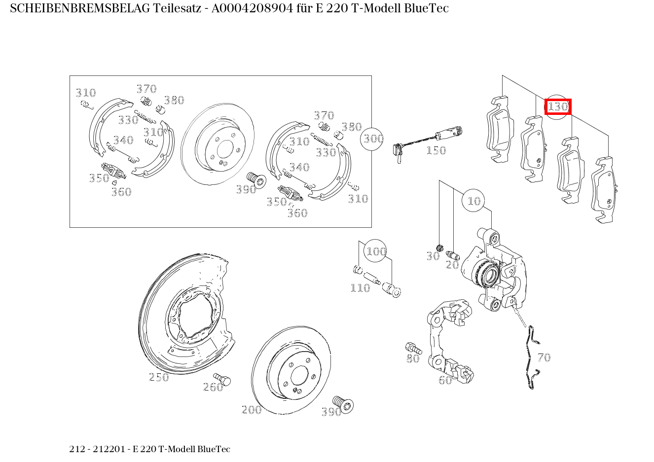 Scheibenbremsbelag Teilesatz E 220 T-Modell BlueTec 212 Scheibenbremsbelag Teilesatz E 220 T-Modell BlueTec 212