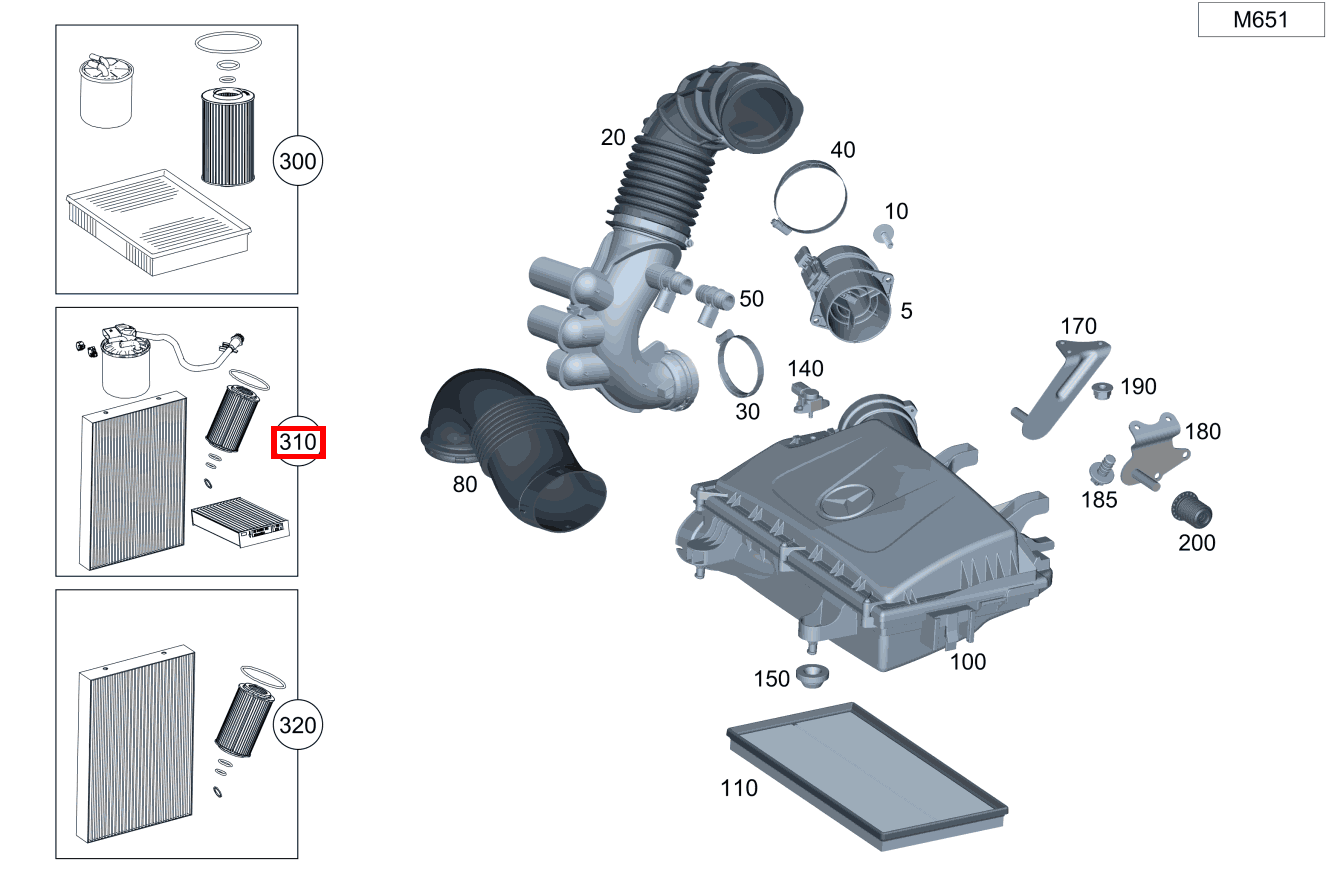 FILTERPAKET Ohne Wasserabscheider Vito Kastenwagen 116 BlueTEC K 201