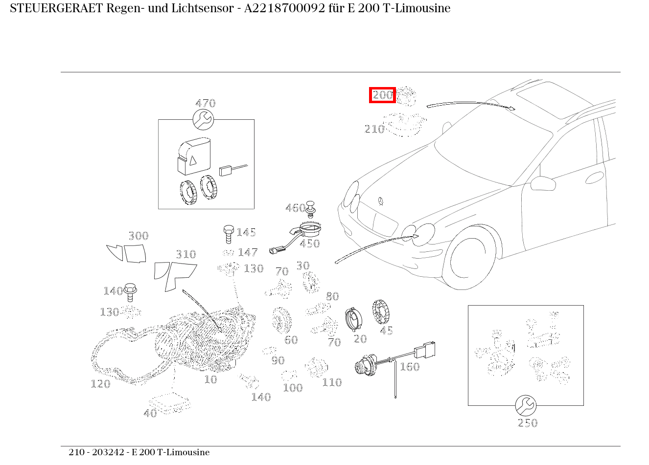 STEUERGERAET Regen- und Lichtsensor E 200 T-Limousine 210 STEUERGERAET Regen- und Lichtsensor E 200 T-Limousine 210