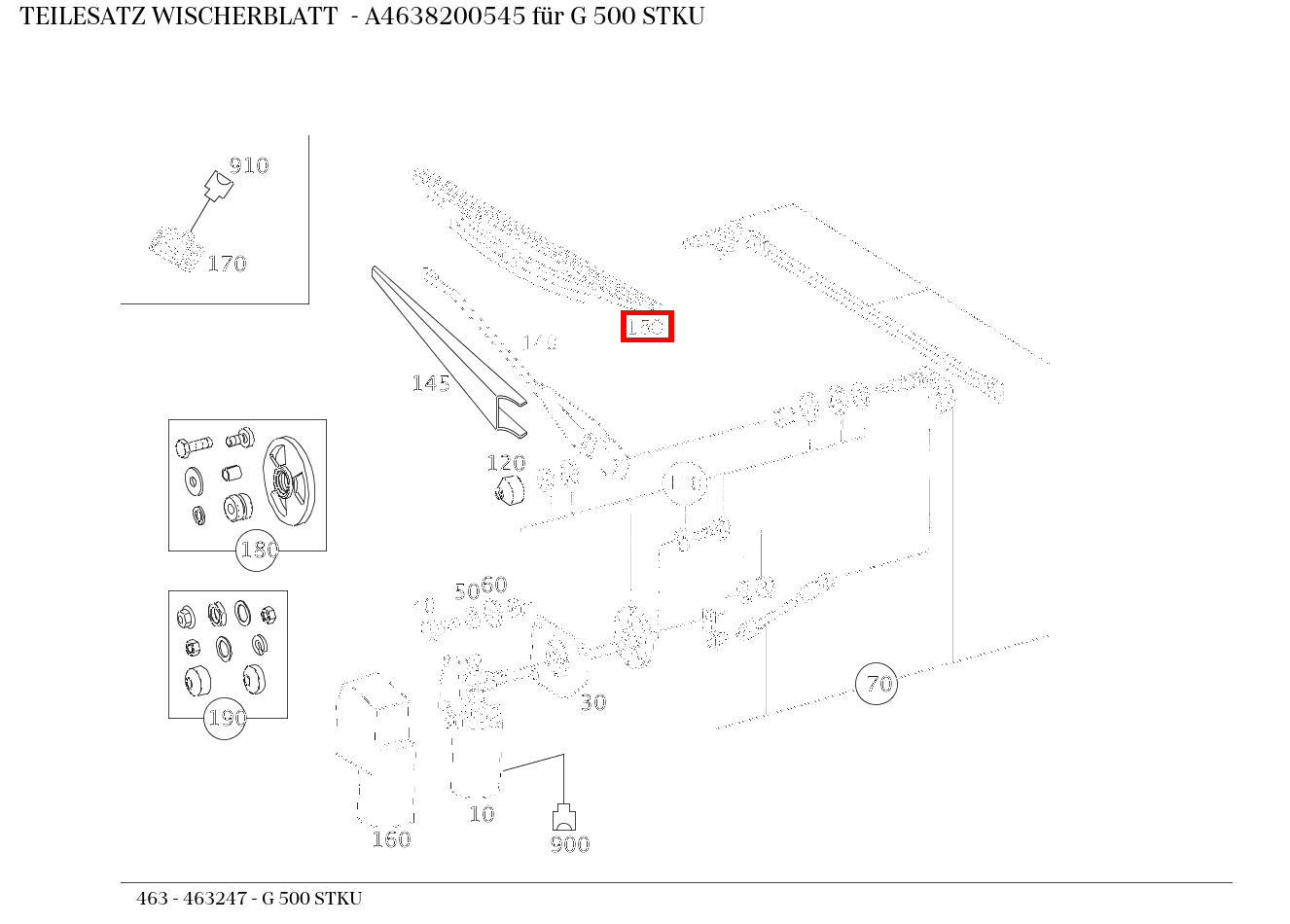 Teilesatz Wischerblatt G 500 STKU 463 Teilesatz Wischerblatt G 500 STKU 463