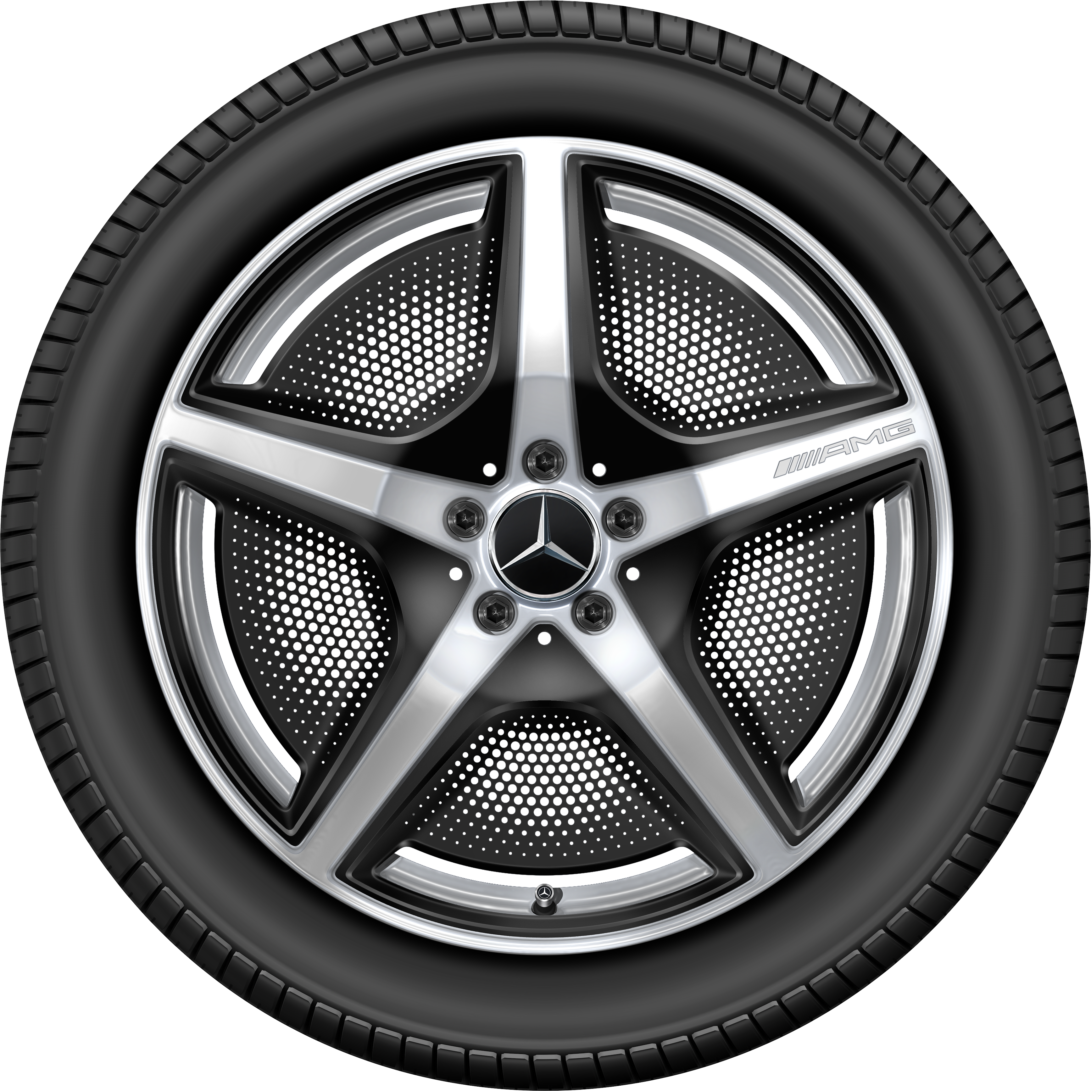 Mercedes-Benz - AMG 5-Speichen-Rad, 21 Zoll, 9,5 J x 21 ET 30,1, vanadiumsilber, hochglänzend