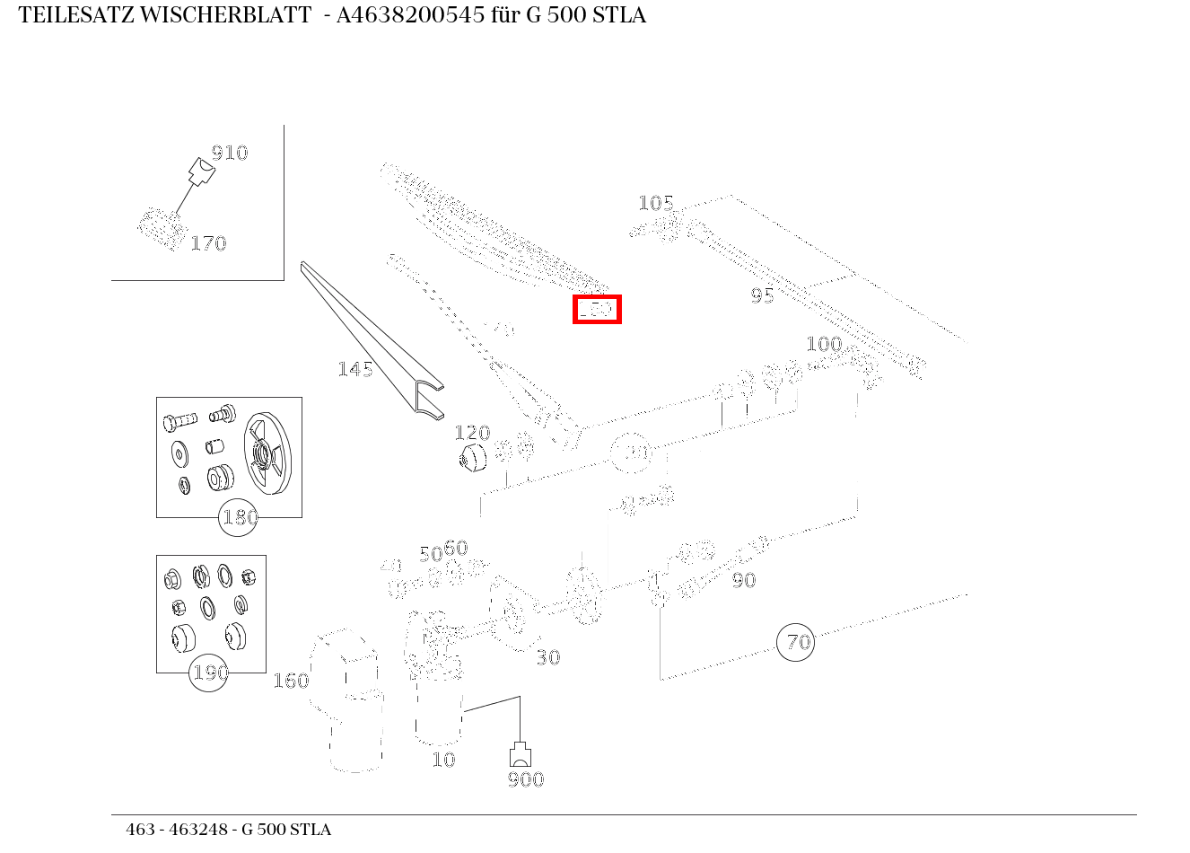 Teilesatz Wischerblatt G 500 STLA 463 Teilesatz Wischerblatt G 500 STLA 463