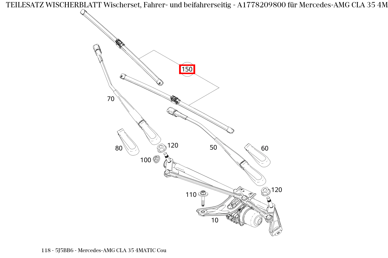 Teilesatz Wischerblatt Wischerset, Fahrer- und beifahrerseitig Mercedes-AMG CLA 35 4MATIC Cou 118 Teilesatz Wischerblatt Wischerset, Fahrer- und beifahrerseitig Mercedes-AMG CLA 35 4MATIC Cou 118