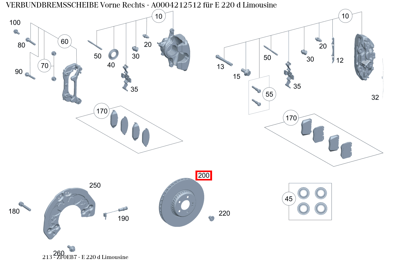 Verbundbremsscheibe Vorne Rechts E 220 d Limousine 213