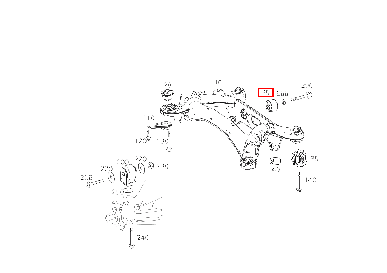 Gummilager Achsgehäuse an Hinterachsträger, hinten E300 BT H 212