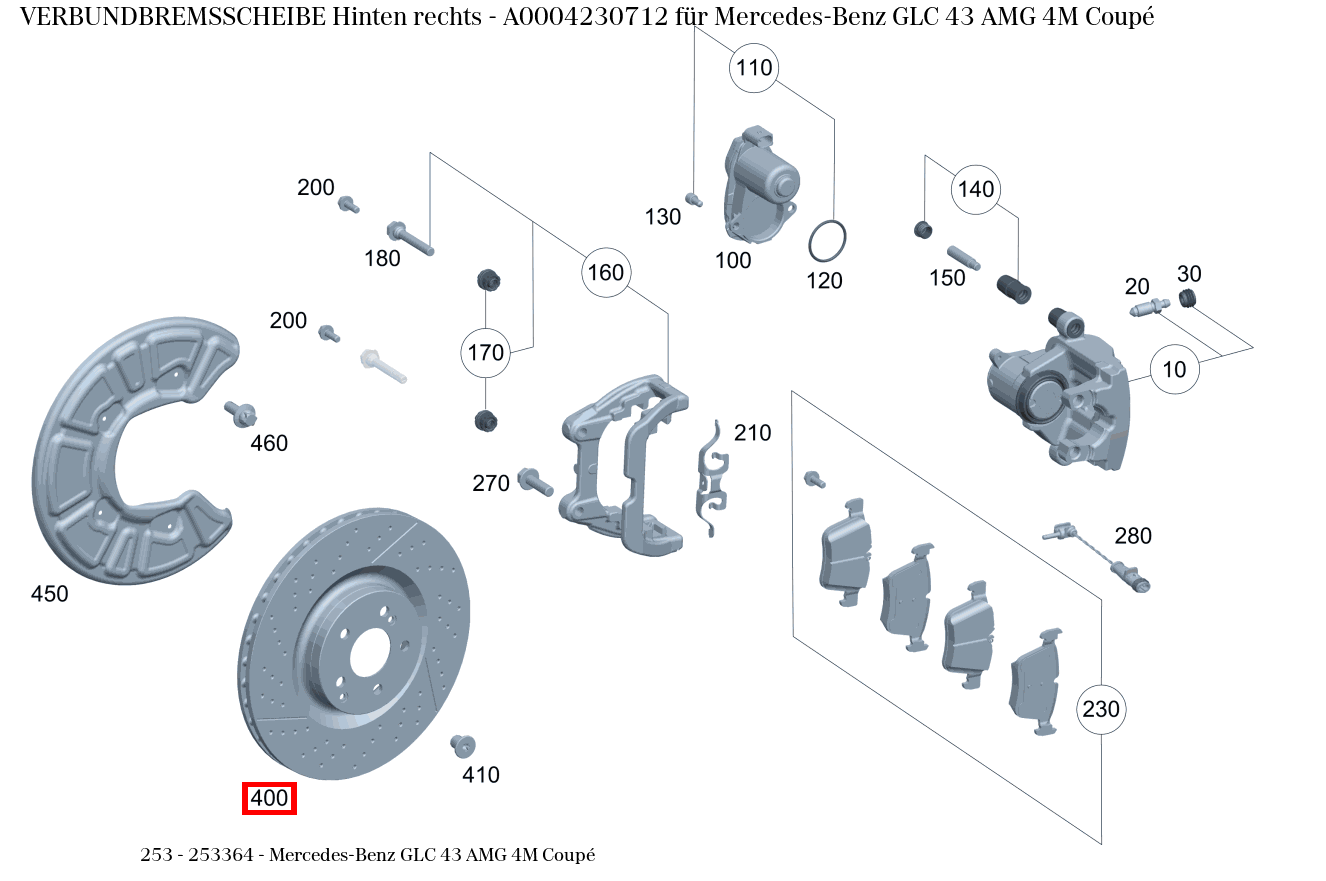 Verbundbremsscheibe Hinten rechts Mercedes-Benz GLC 43 AMG 4M Coupé 253