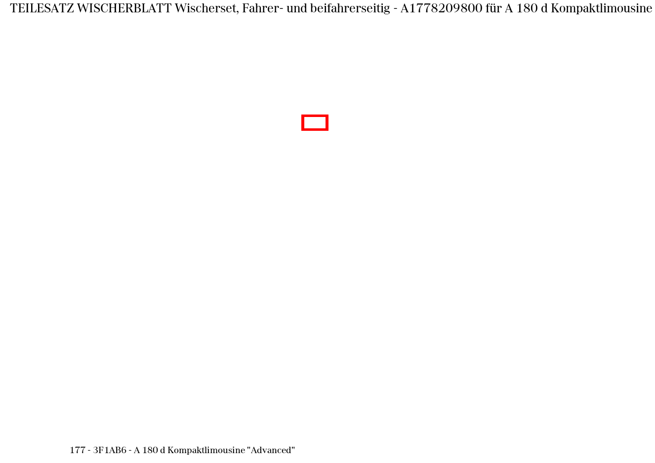 Teilesatz Wischerblatt Wischerset, Fahrer- und beifahrerseitig A 180 d Kompaktlimousine "Advanced" 177 Teilesatz Wischerblatt Wischerset, Fahrer- und beifahrerseitig A 180 d Kompaktlimousine "Advanced" 177