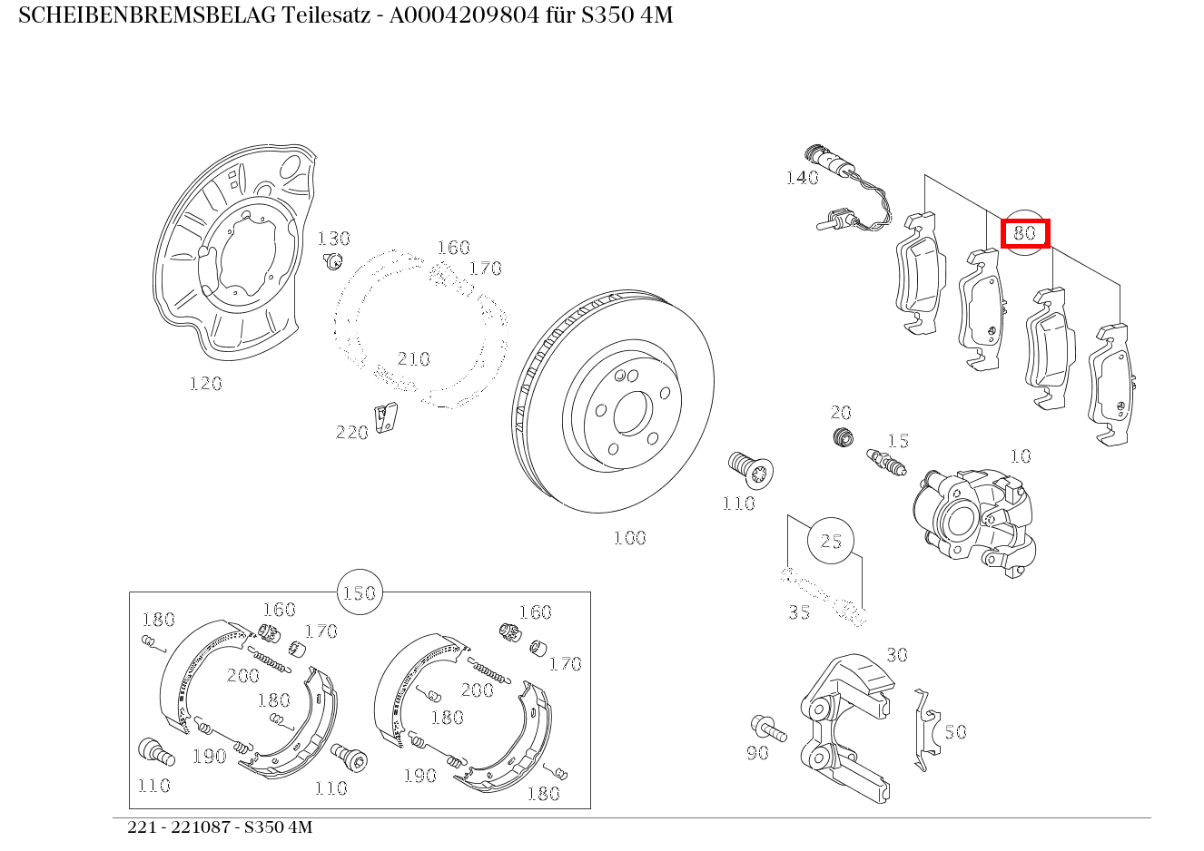 Scheibenbremsbelag Teilesatz S350 4M 221 Scheibenbremsbelag Teilesatz S350 4M 221