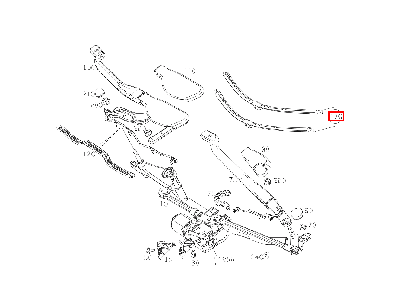 Teilesatz Wischerblatt TEILESATZ, FUER LINKS UND RECHTS SL500 231 Teilesatz Wischerblatt TEILESATZ, FUER LINKS UND RECHTS SL500 231