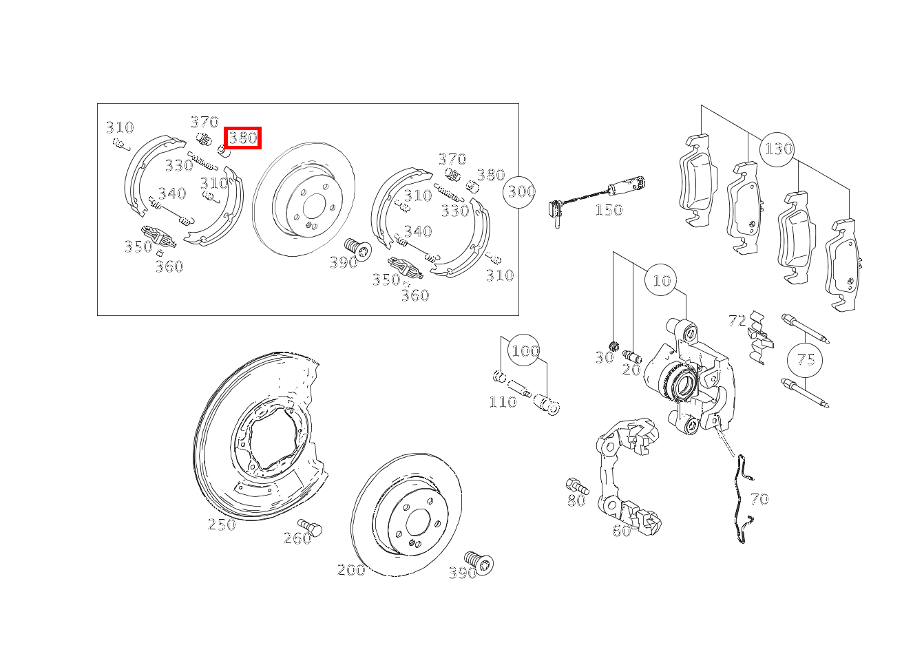 STUETZBUCHSE BREMSBACKENNACHSTELLUNG E 350 4MATIC Limousine BCA 212