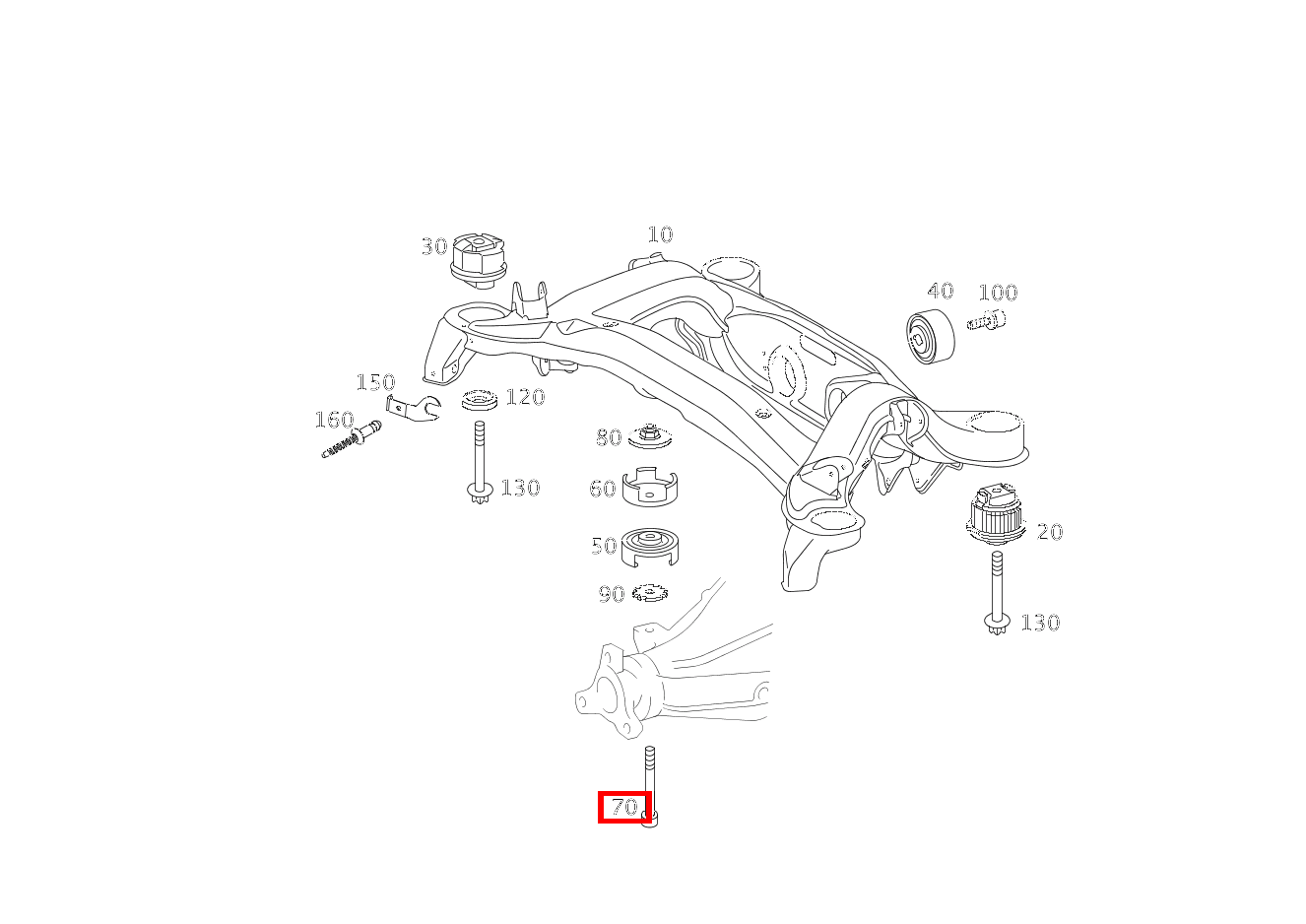 Zylinder-Schraube ACHSGEHAEUSE AN HINTERACHSTRAEGER, VORN; M10X65 SLK 55 AMG Roadster 171 Zylinder-Schraube ACHSGEHAEUSE AN HINTERACHSTRAEGER, VORN; M10X65 SLK 55 AMG Roadster 171