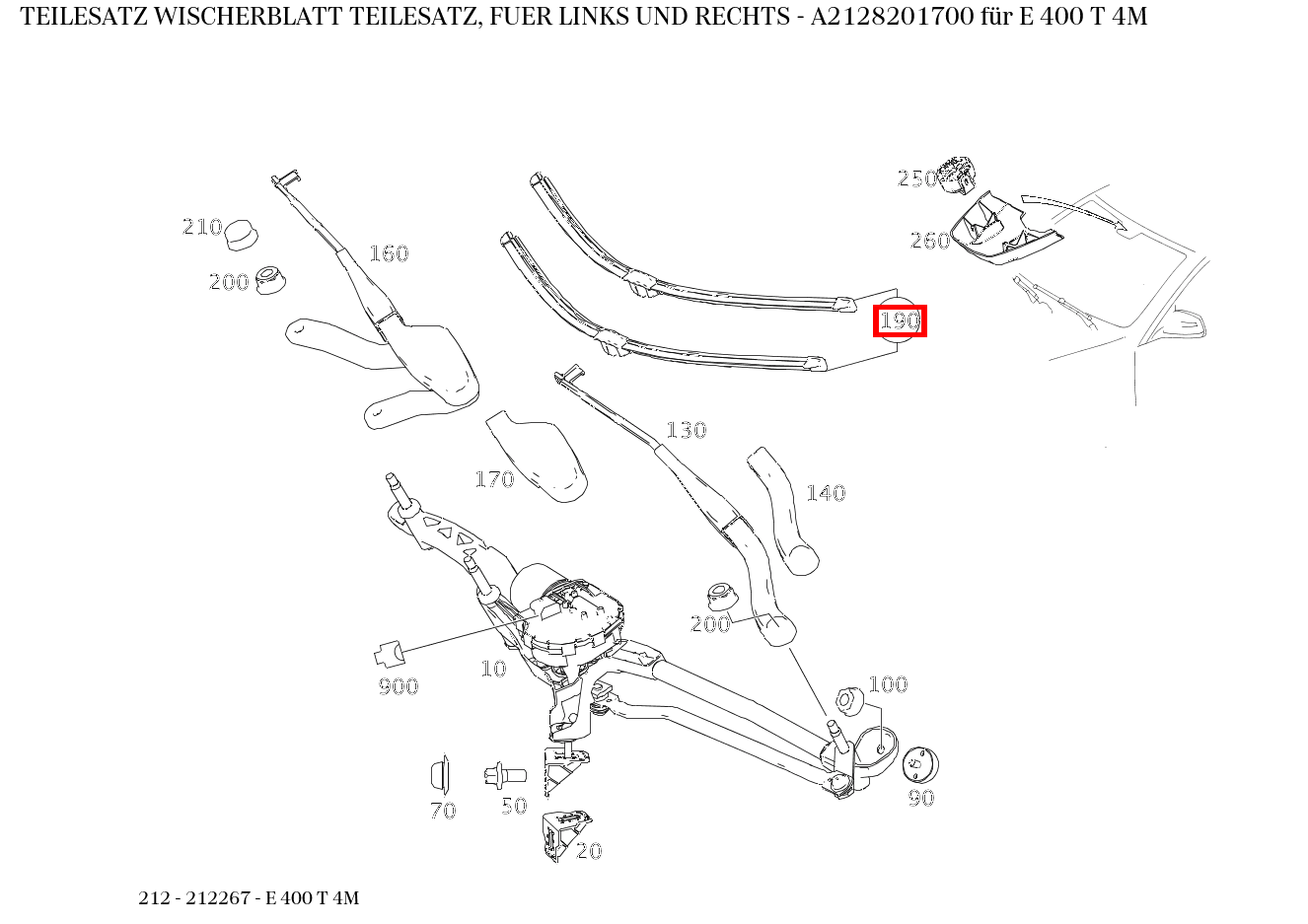 Teilesatz Wischerblatt TEILESATZ, FUER LINKS UND RECHTS E 400 T 4M 212 Teilesatz Wischerblatt TEILESATZ, FUER LINKS UND RECHTS E 400 T 4M 212