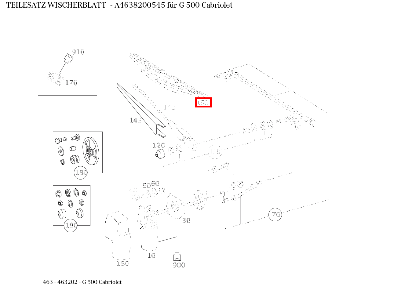 Teilesatz Wischerblatt G 500 Cabriolet 463 Teilesatz Wischerblatt G 500 Cabriolet 463