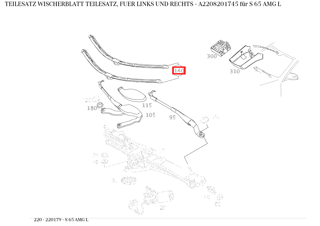 Teilesatz Wischerblatt TEILESATZ, FUER LINKS UND RECHTS S 65 AMG L 220