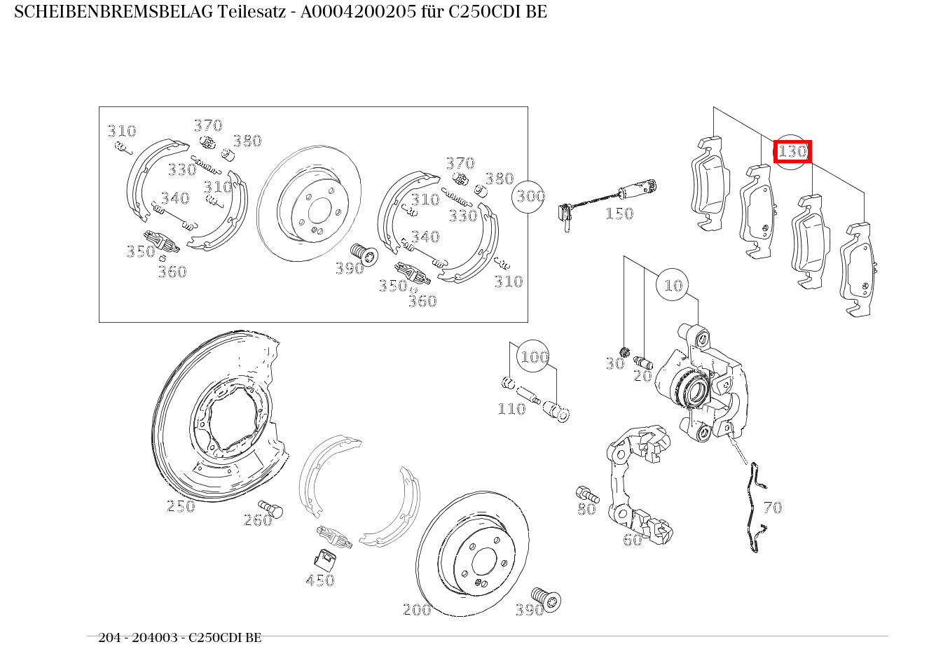 Scheibenbremsbelag Teilesatz C250CDI BE 204 Scheibenbremsbelag Teilesatz C250CDI BE 204