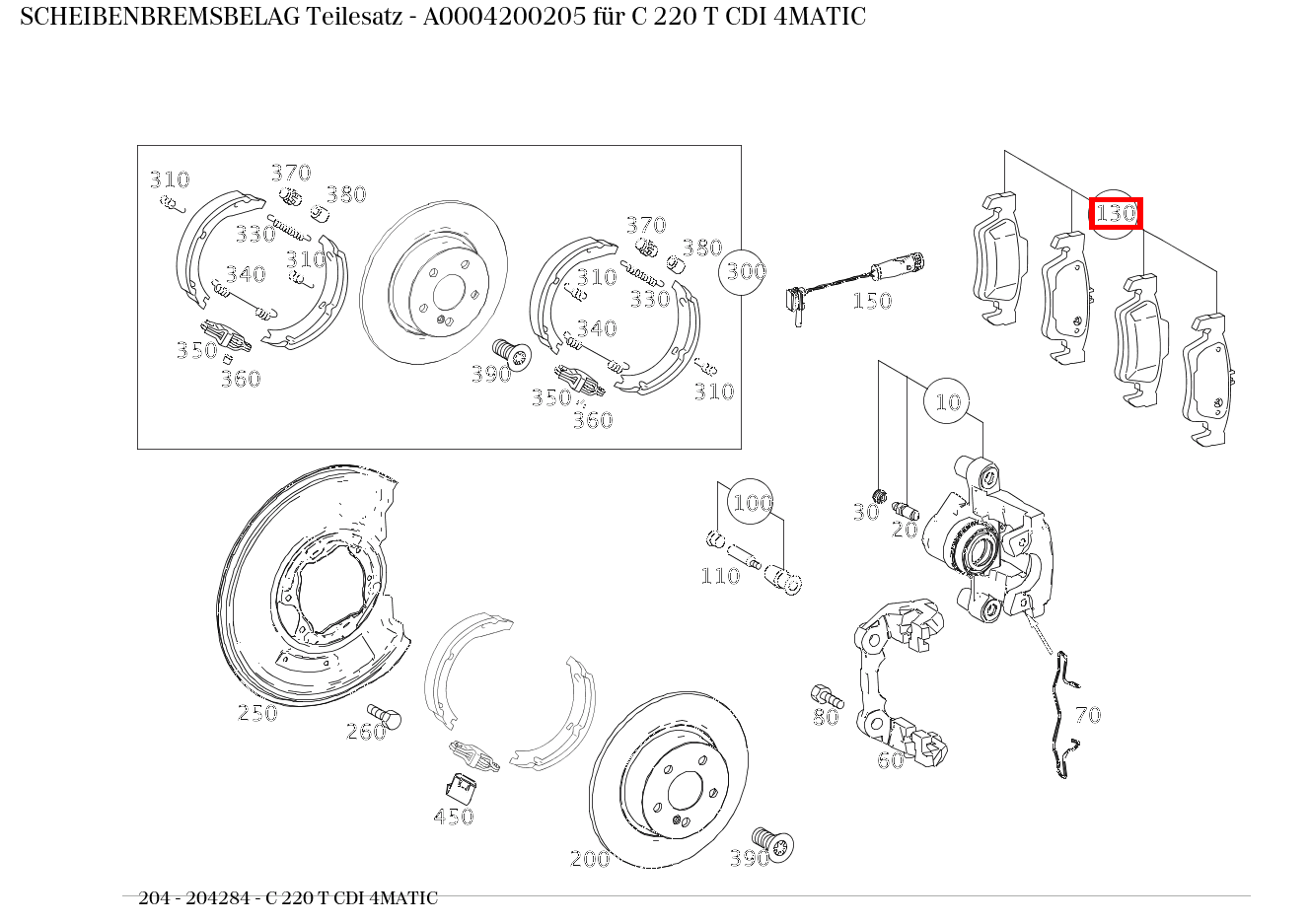 Scheibenbremsbelag Teilesatz C 220 T CDI 4MATIC 204 Scheibenbremsbelag Teilesatz C 220 T CDI 4MATIC 204