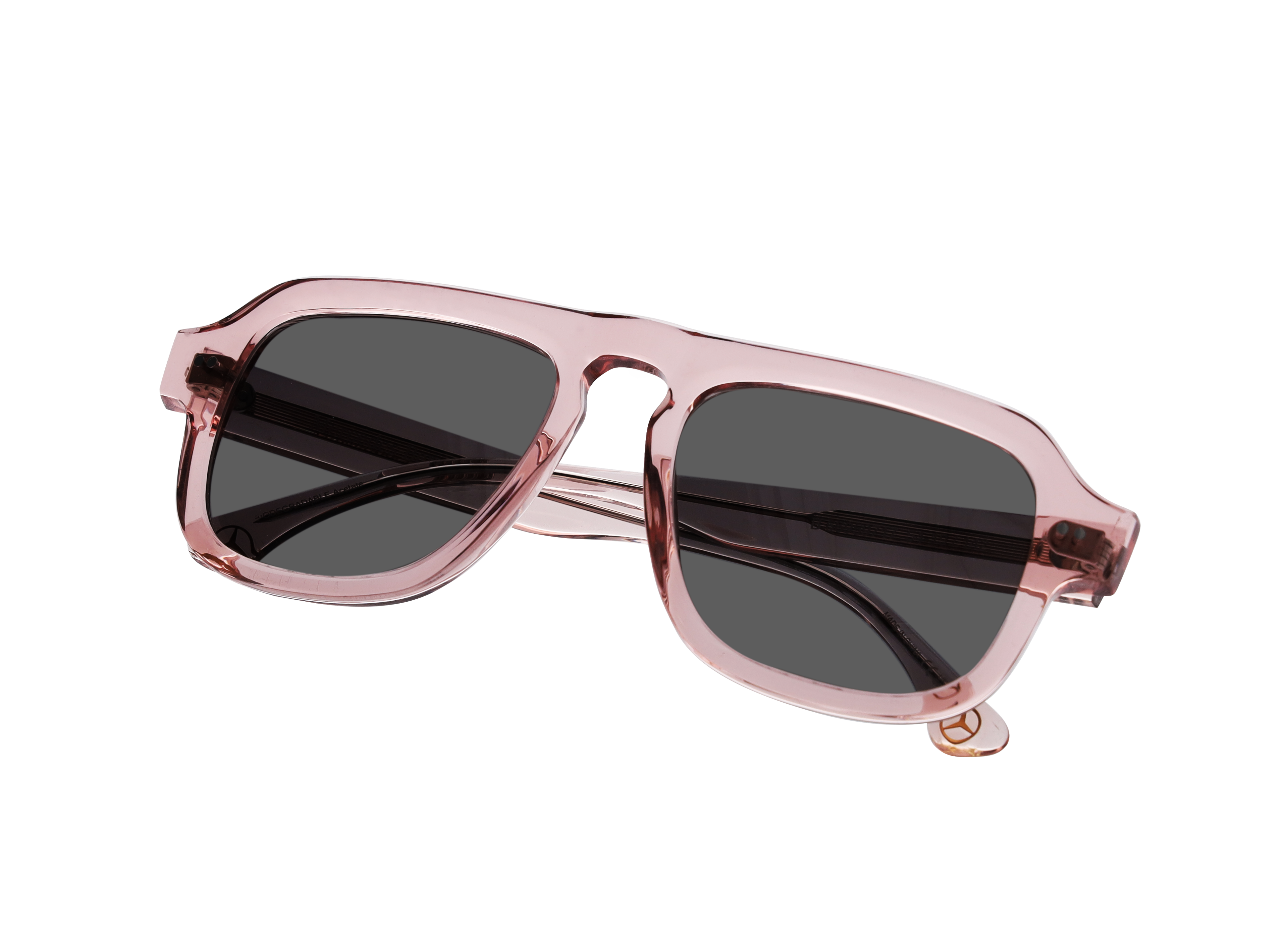 Sonnenbrille, Unisex, roségold / bronzefarben, Acetat, transparent