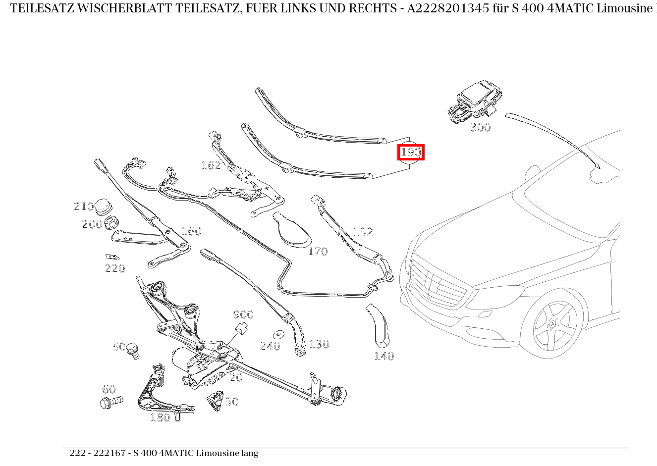Teilesatz Wischerblatt TEILESATZ, FUER LINKS UND RECHTS S 400 4MATIC Limousine lang 222