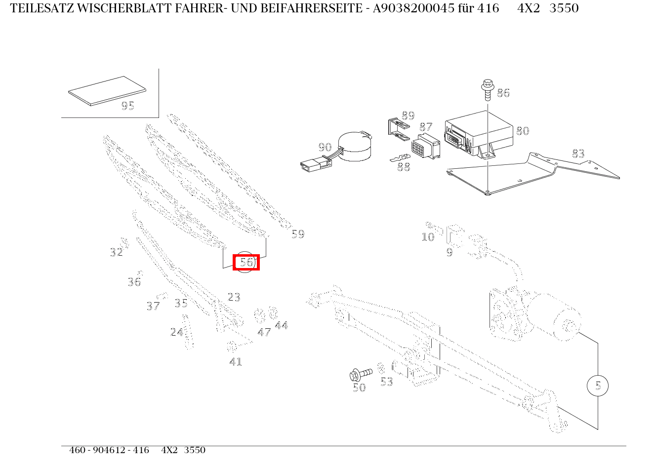 Teilesatz Wischerblatt FAHRER- UND BEIFAHRERSEITE 416 4X2 3550 460 Teilesatz Wischerblatt FAHRER- UND BEIFAHRERSEITE 416 4X2 3550 460