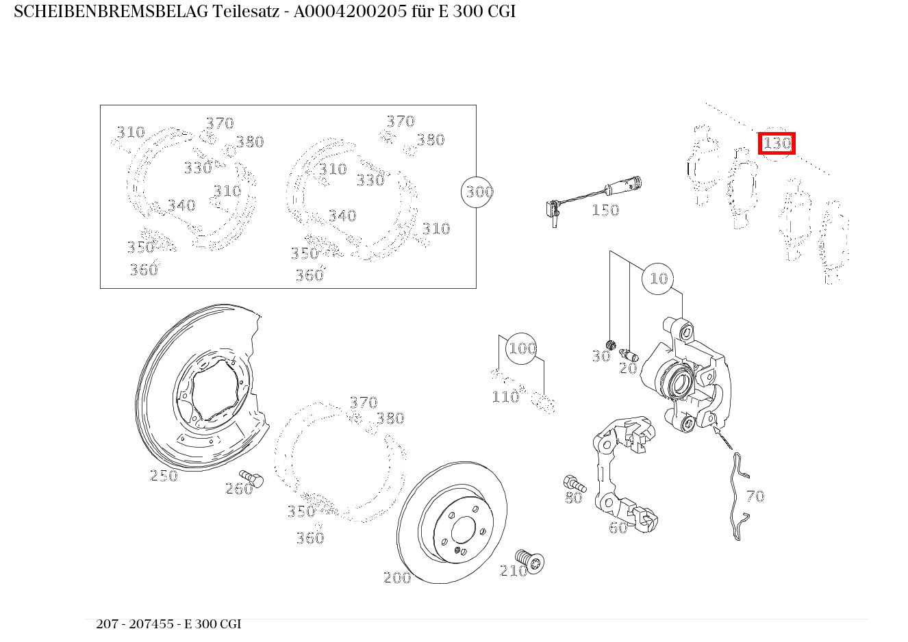 Scheibenbremsbelag Teilesatz E 300 CGI 207 Scheibenbremsbelag Teilesatz E 300 CGI 207