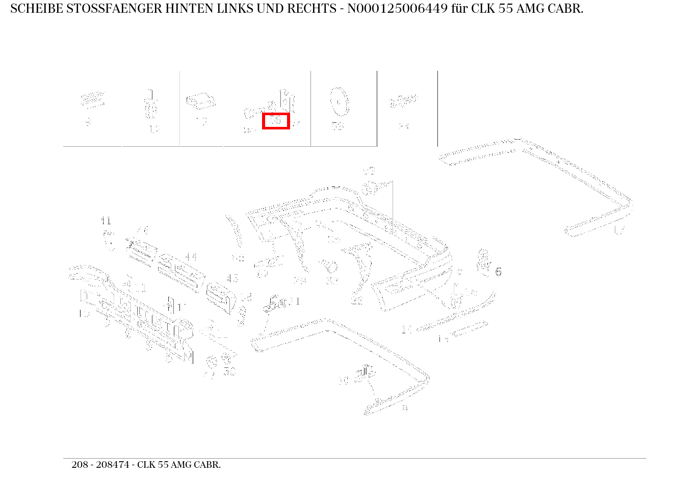 Scheibe STOSSFAENGER HINTEN LINKS UND RECHTS CLK 55 AMG CABR. 208 Scheibe STOSSFAENGER HINTEN LINKS UND RECHTS CLK 55 AMG CABR. 208