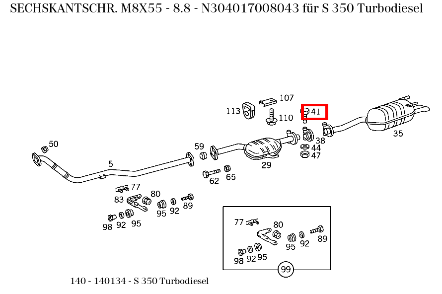 Sechskantschraube M8X55 - 8.8 S 350 Turbodiesel 140 Sechskantschraube M8X55 - 8.8 S 350 Turbodiesel 140
