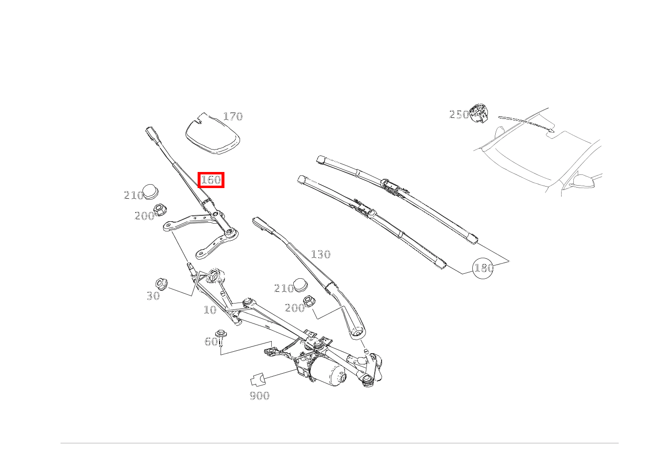 Wischerarm BEIFAHRERSEITE CLA 250 4MATIC Coupé 117 Wischerarm BEIFAHRERSEITE CLA 250 4MATIC Coupé 117