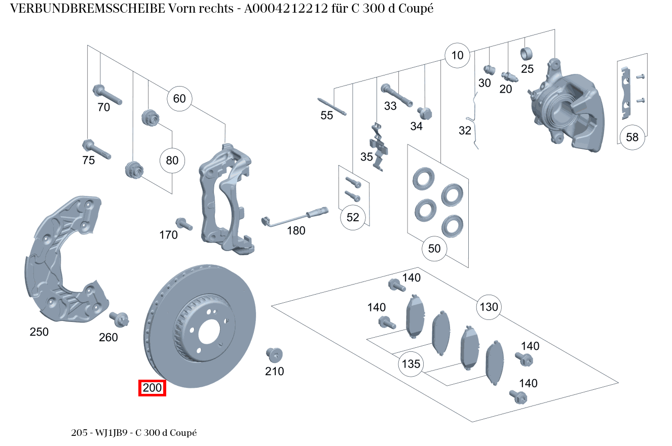 Verbundbremsscheibe Vorn rechts C 300 d Coupé 205 Verbundbremsscheibe Vorn rechts C 300 d Coupé 205