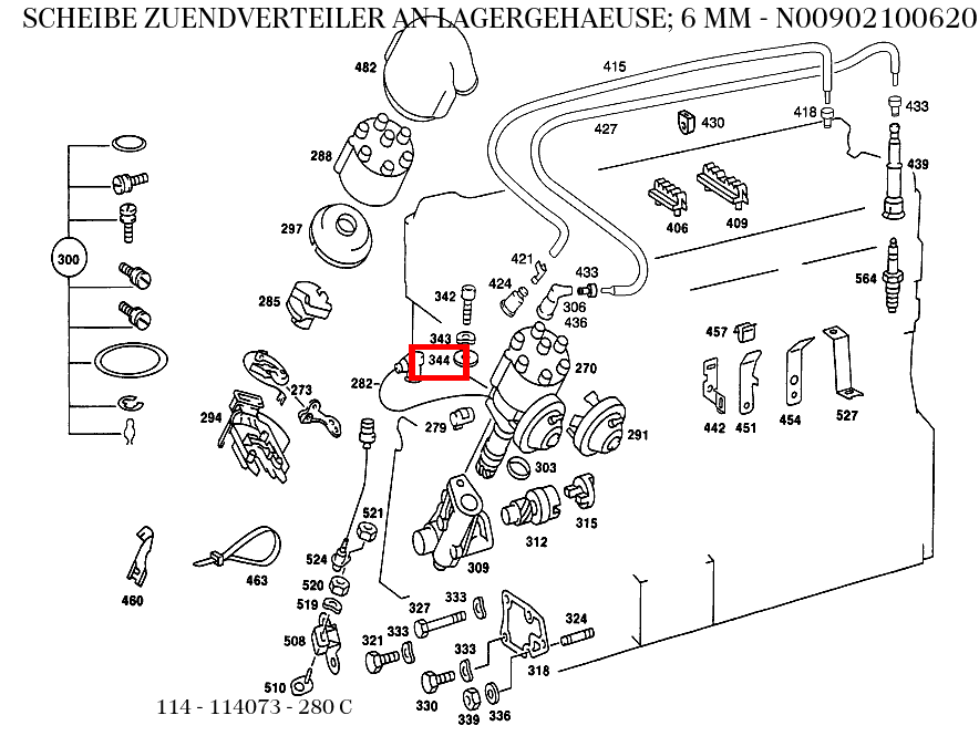 Scheibe ZUENDVERTEILER AN LAGERGEHAEUSE; 6 MM 280 C 114