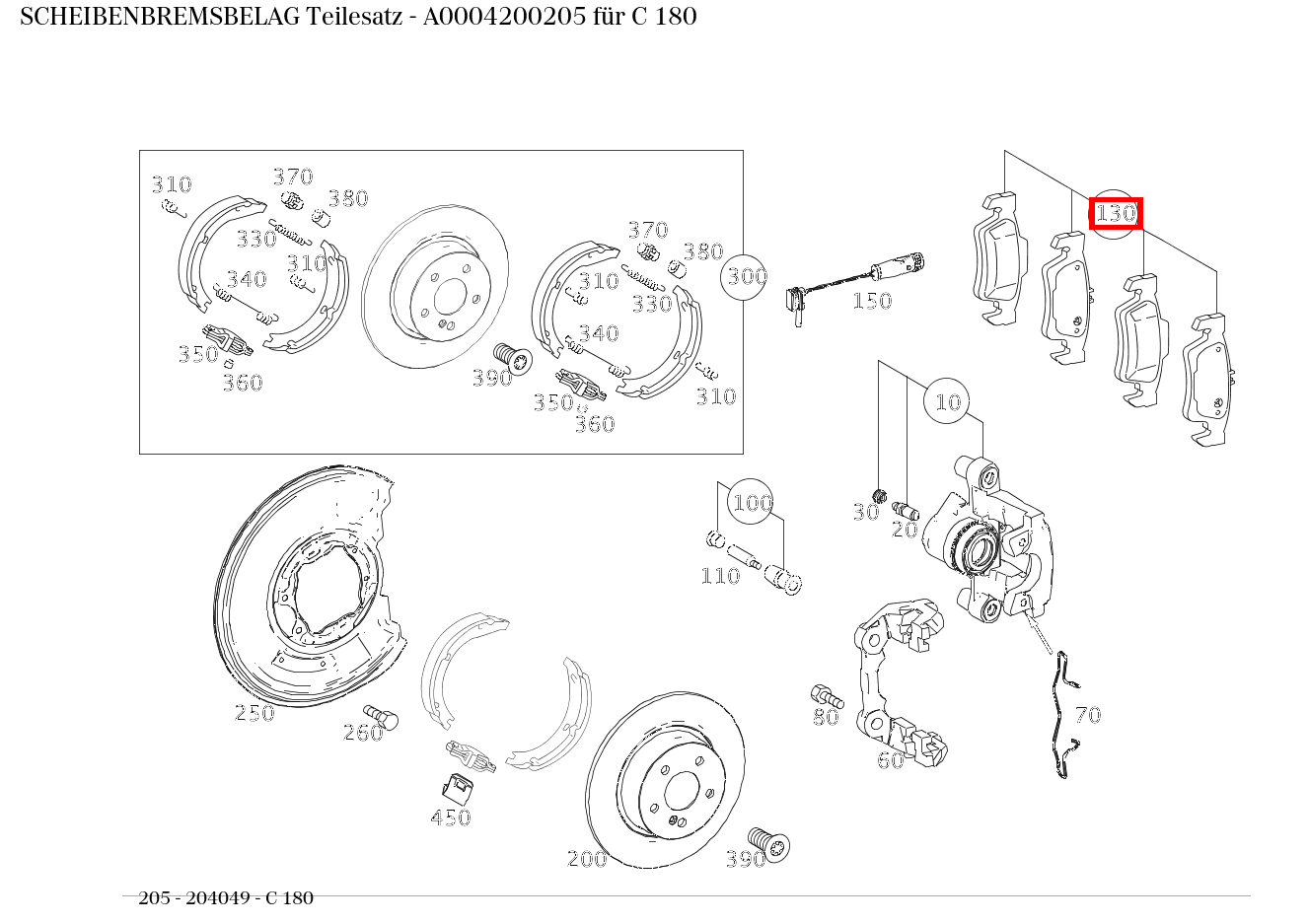 Scheibenbremsbelag Teilesatz C 180 205 Scheibenbremsbelag Teilesatz C 180 205