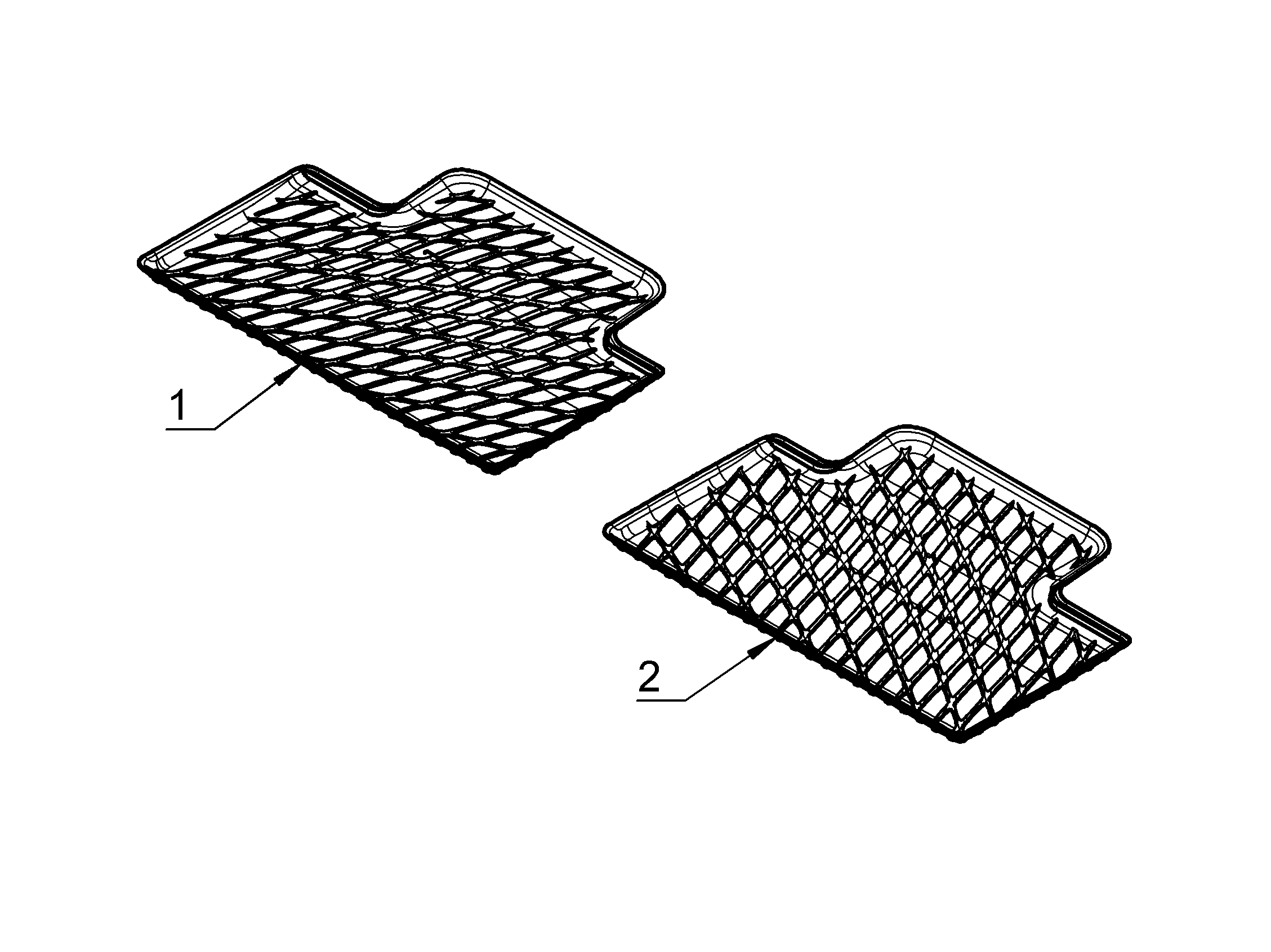 Mercedes-Benz - Fußraumschale EQB X243, Dynamic Squares, Fond, 2-teilig