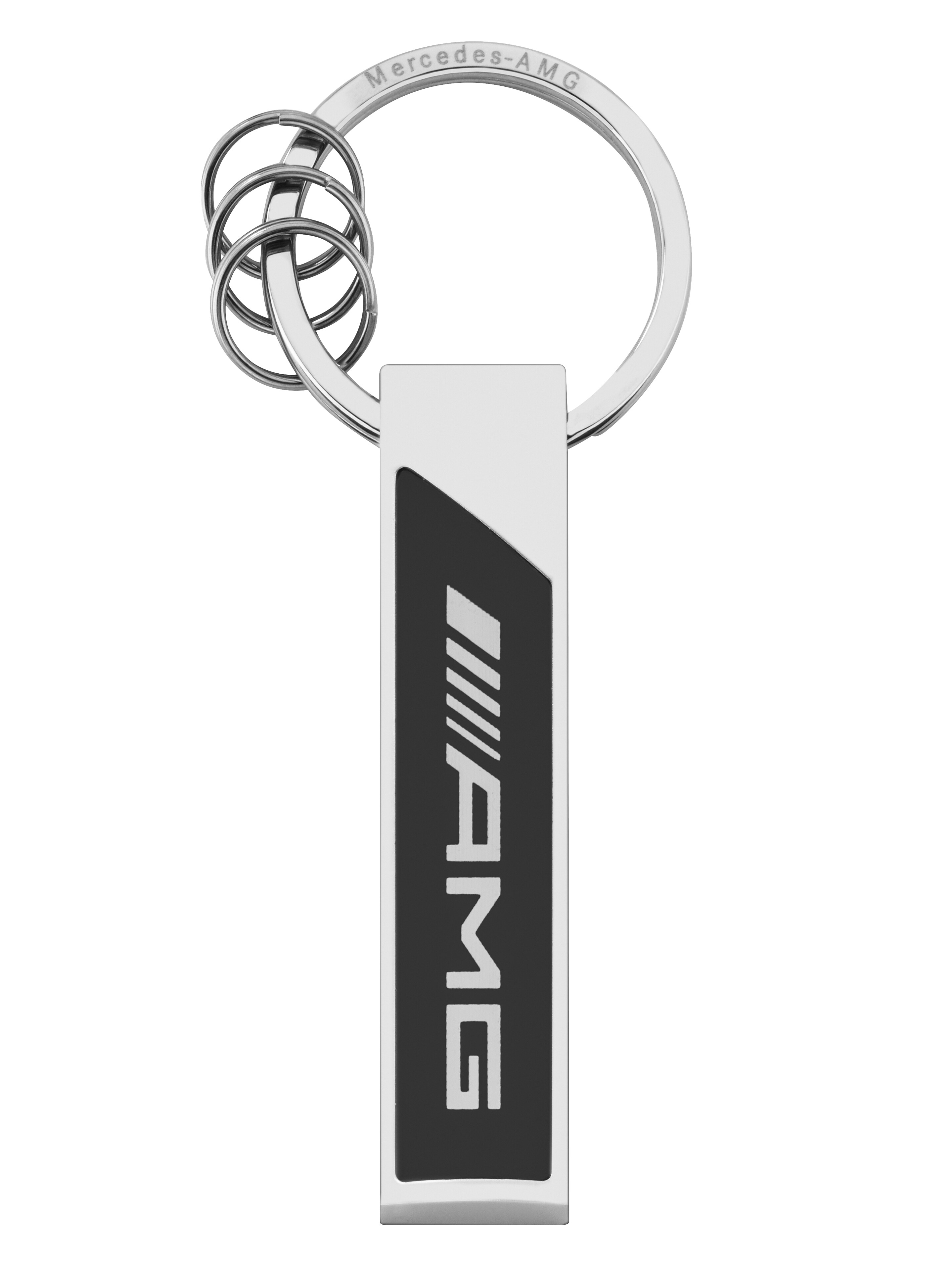 Mercedes-Benz - AMG Schlüsselanhänger, Logo silberfarben / schwarz / weiß, Edelstahl