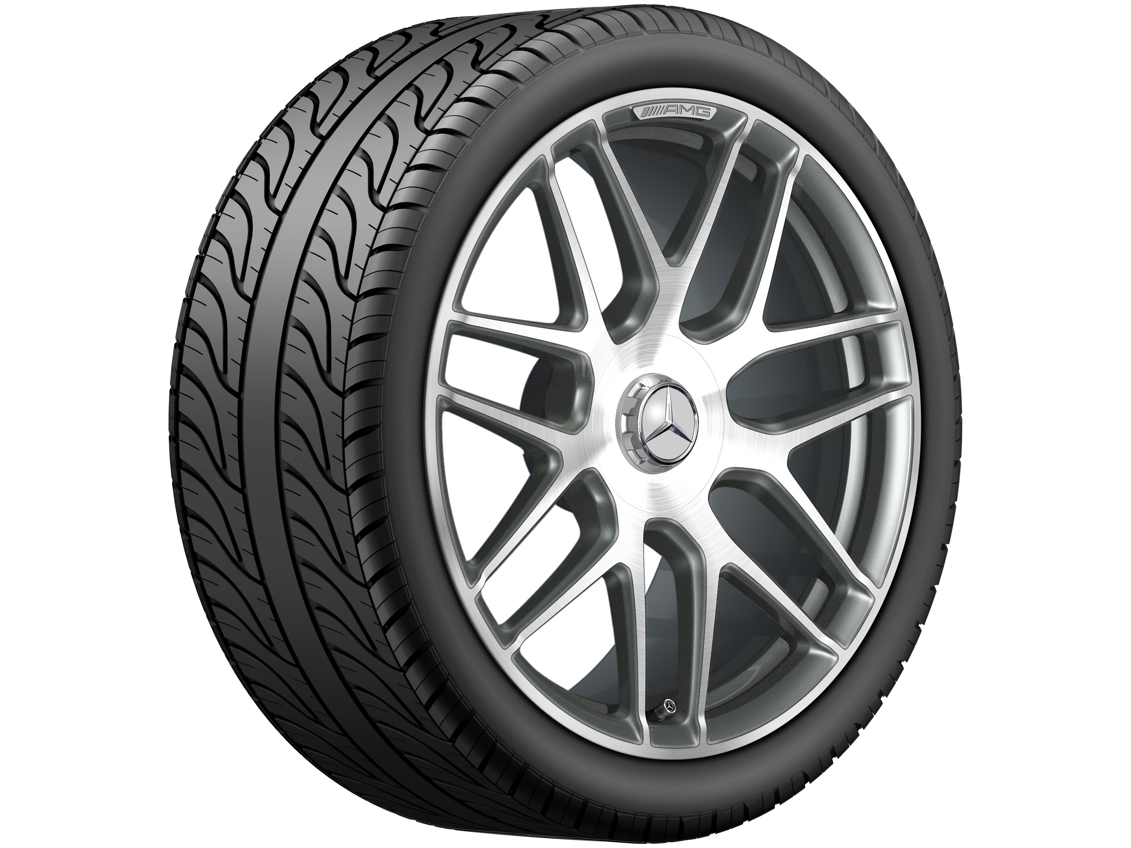 Mercedes-Benz -  AMG Schmiederad im Kreuzspeichen-Design, 50,8 cm (20 Zoll), glanzgedreht 9,5 J x 20 ET 25, titangrau