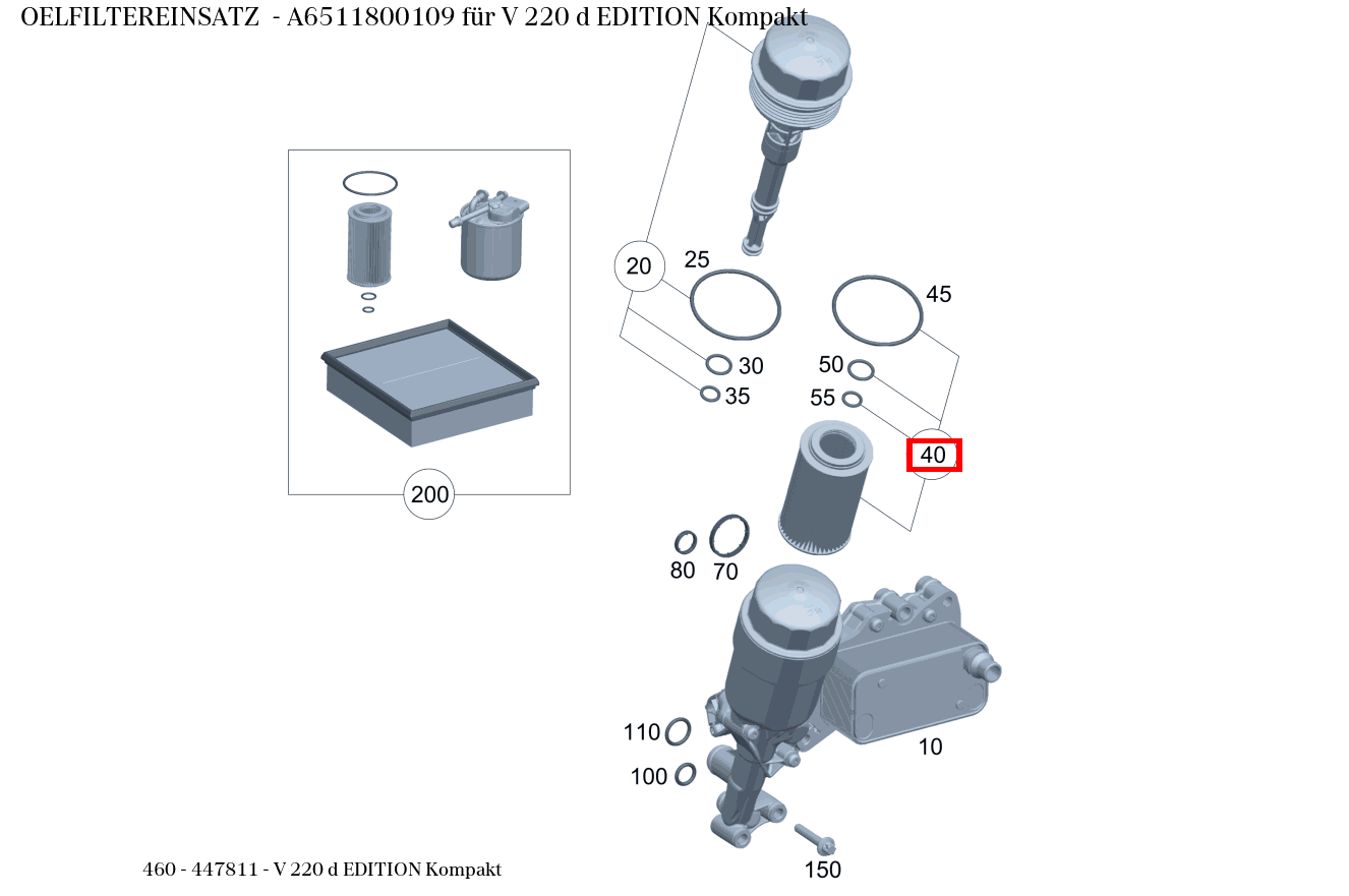 Ölfiltereinsatz V 220 d EDITION Kompakt 460