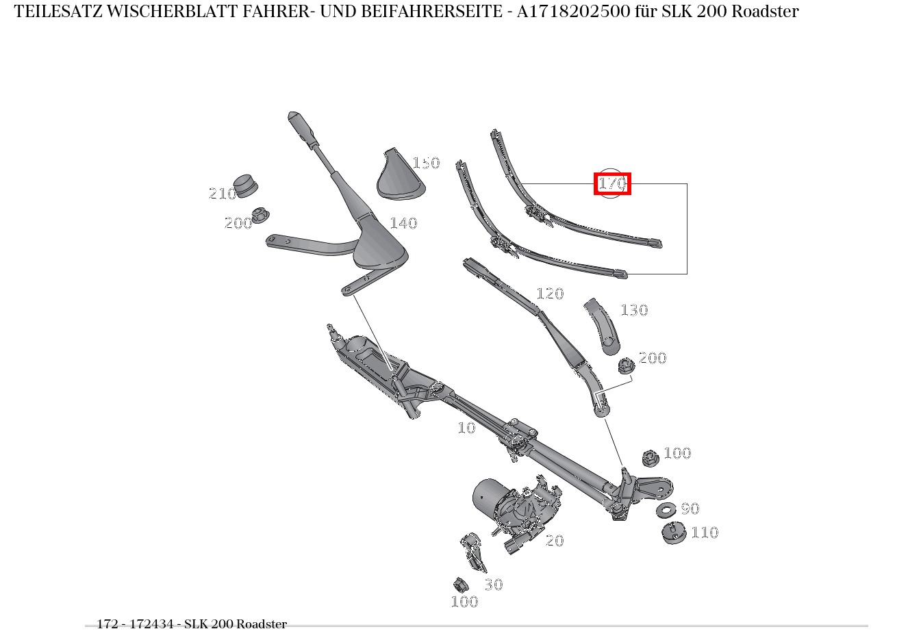 Teilesatz Wischerblatt FAHRER- UND BEIFAHRERSEITE SLK 200 Roadster 172