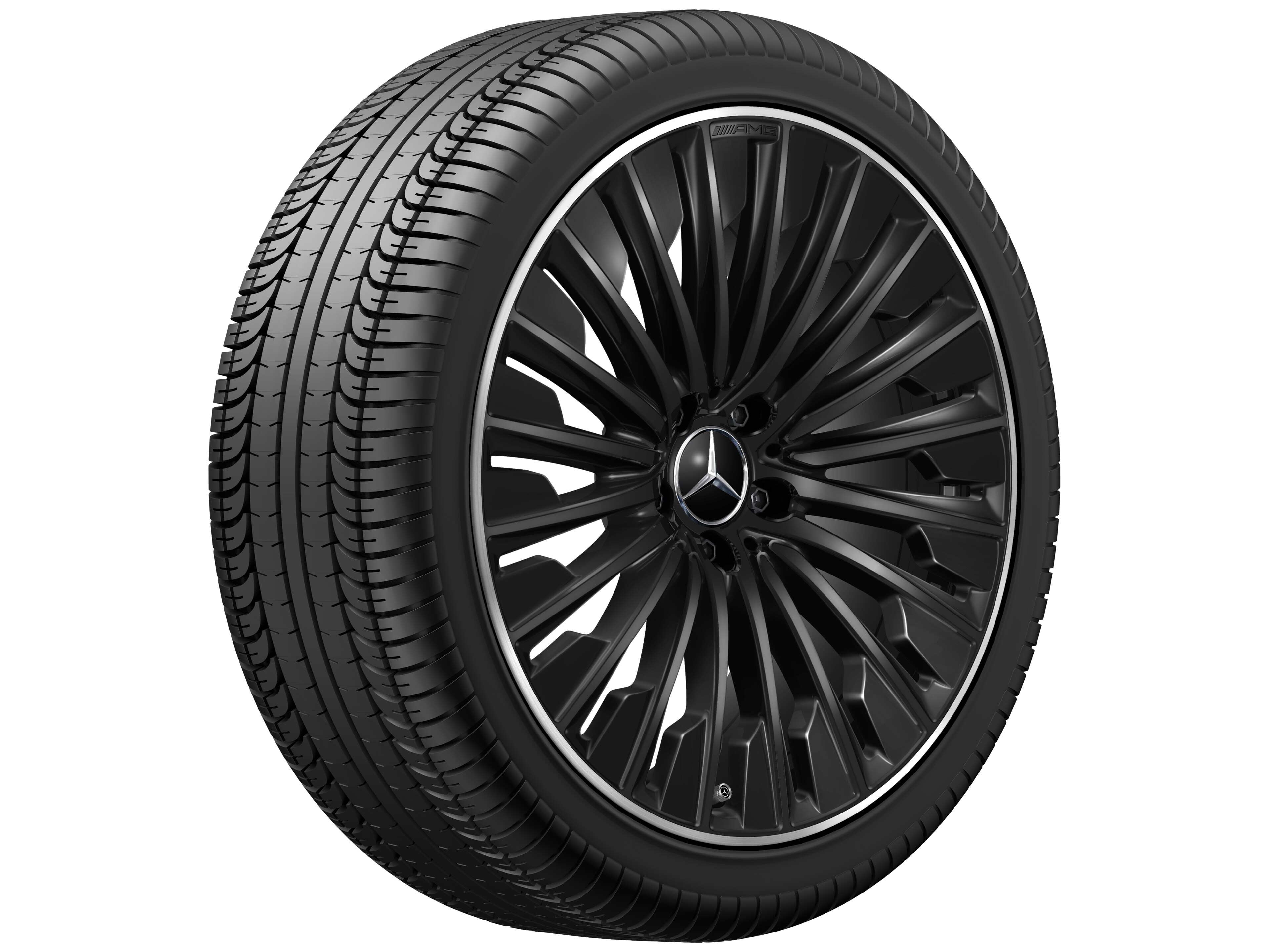 AMG Vielspeichen-Rad, 20 Zoll, Felgenhorn glanzgedreht 9,5 J x 20 ET 51, schwarz