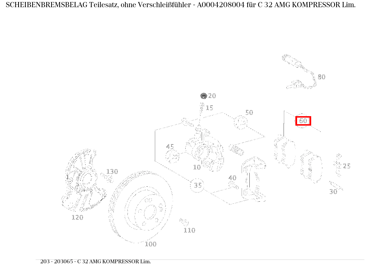 Scheibenbremsbelag Teilesatz, ohne Verschleißfühler C 32 AMG KOMPRESSOR Lim. 203 Scheibenbremsbelag Teilesatz, ohne Verschleißfühler C 32 AMG KOMPRESSOR Lim. 203