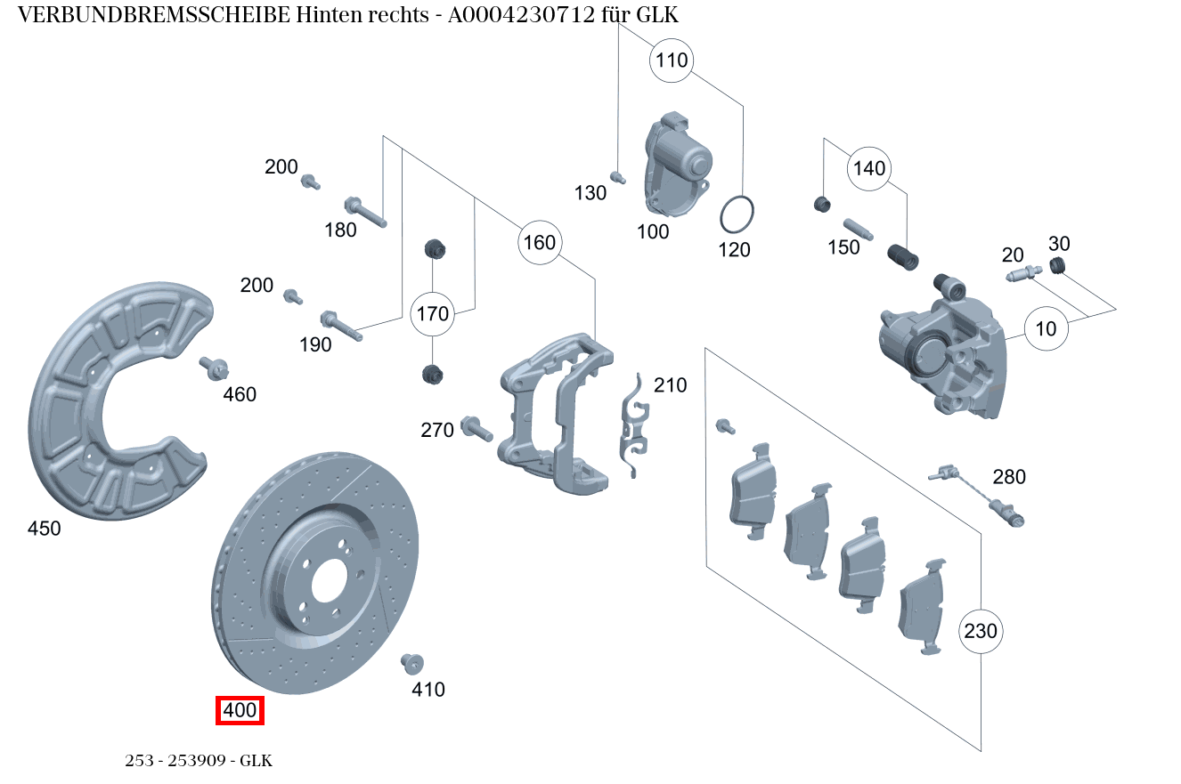 Verbundbremsscheibe Hinten rechts GLK 253