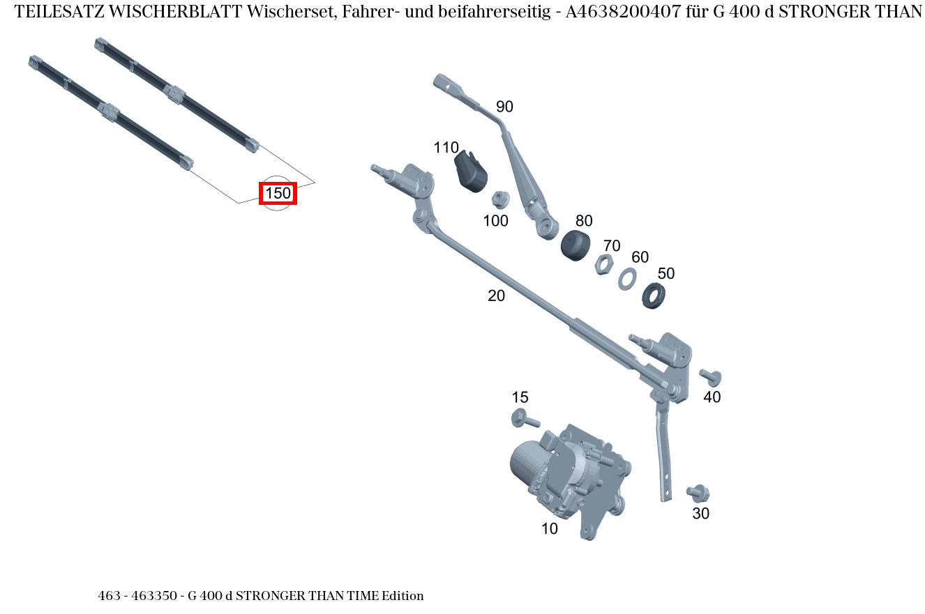 Teilesatz Wischerblatt Wischerset, Fahrer- und beifahrerseitig G 400 d STRONGER THAN TIME Edition 463