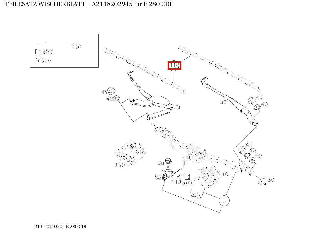 Teilesatz Wischerblatt E 280 CDI 213 Teilesatz Wischerblatt E 280 CDI 213
