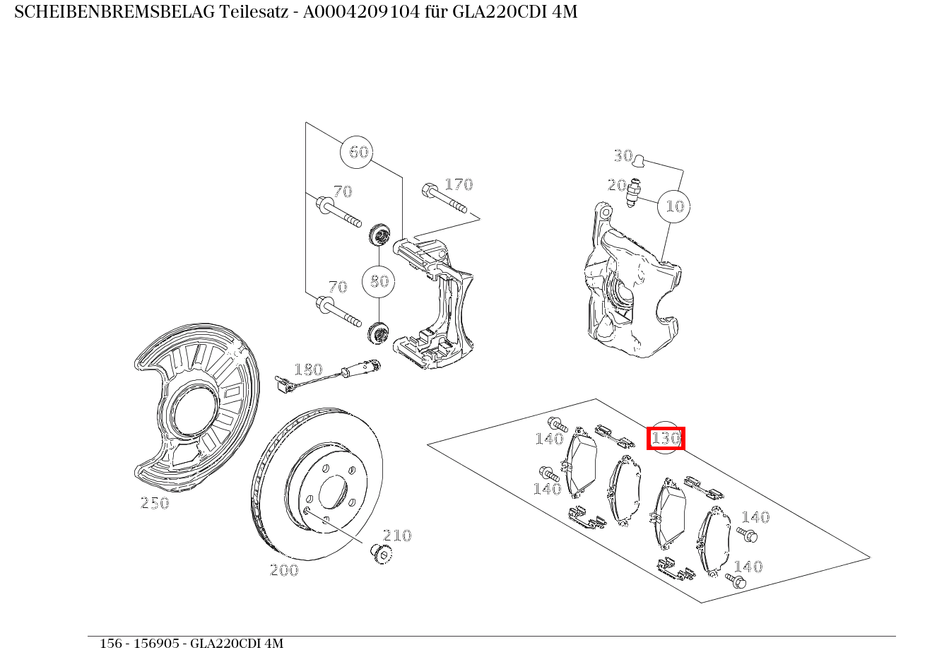 Scheibenbremsbelag Teilesatz GLA220CDI 4M 156 Scheibenbremsbelag Teilesatz GLA220CDI 4M 156