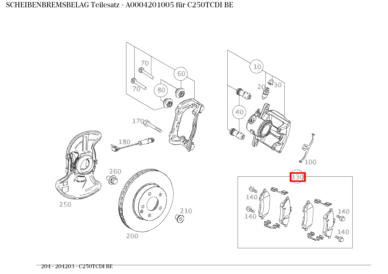 Scheibenbremsbelag Teilesatz C250TCDI BE 204 Scheibenbremsbelag Teilesatz C250TCDI BE 204