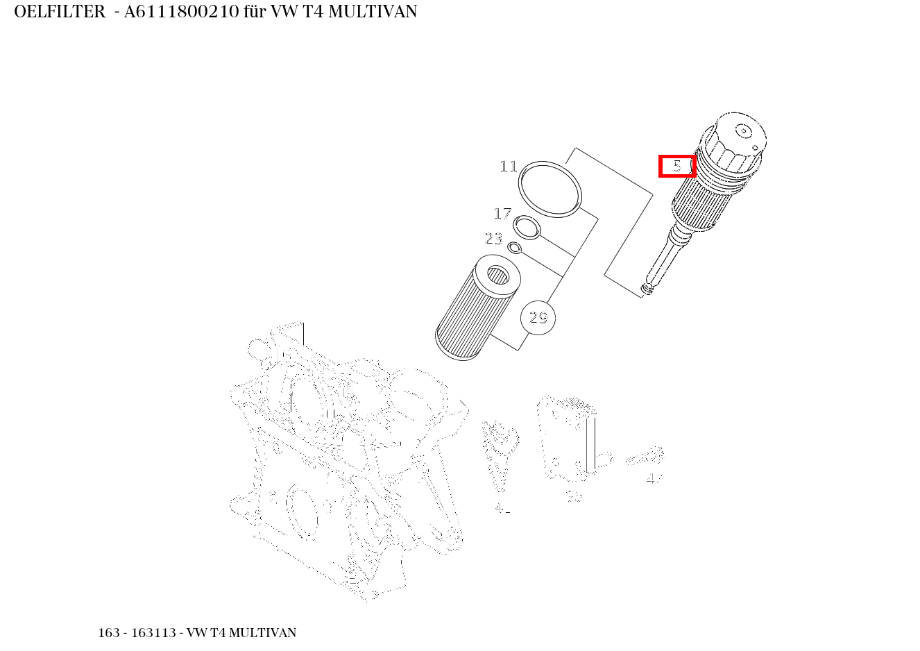 Ölfilter VW T4 MULTIVAN 163